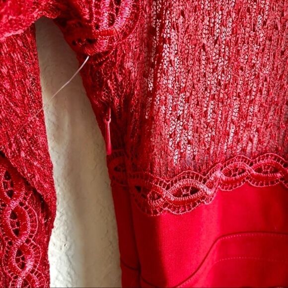 Free people cherry lace mixed mesh red dress small - Picture 7 of 8